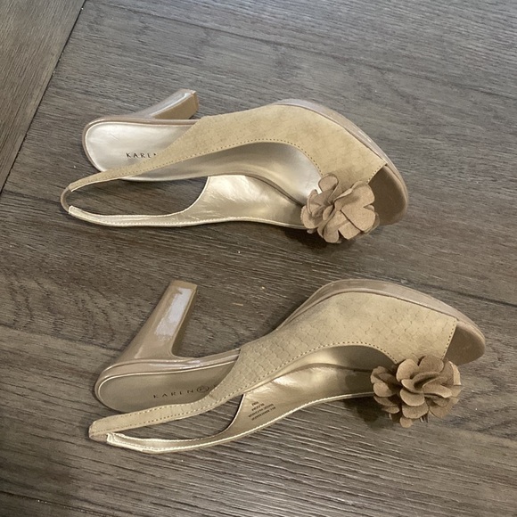 Karen Scott Women’s Bloom Tan Slingback Peep Toe Heel | size 10 - Picture 9 of 13
